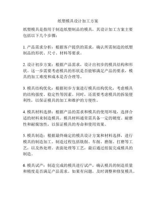 纸塑模具设计加工方案