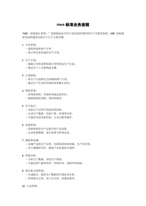 mes标准业务流程