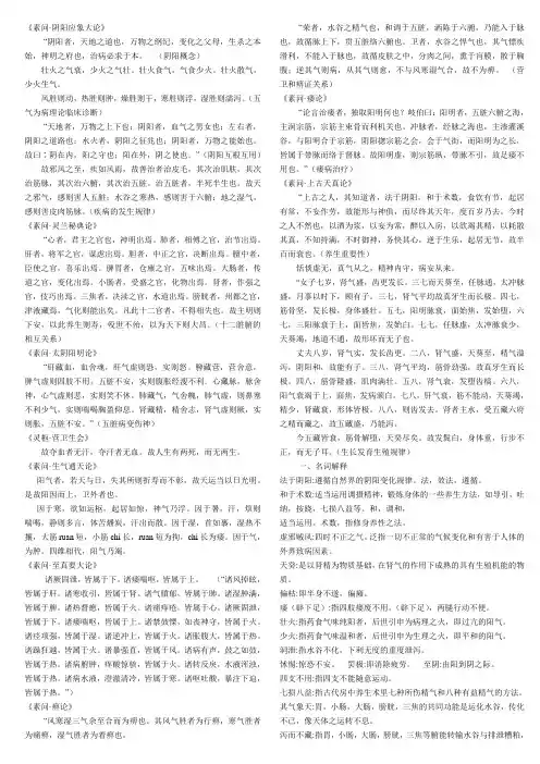 大学中医专业内经背诵复习资料