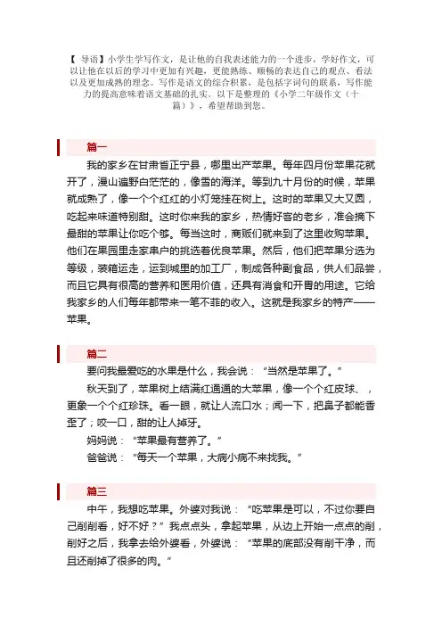 小学二年级作文（十篇）