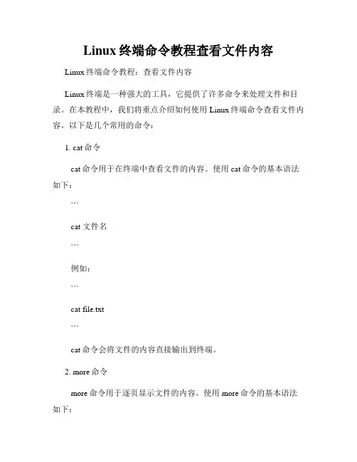 Linux终端命令教程查看文件内容