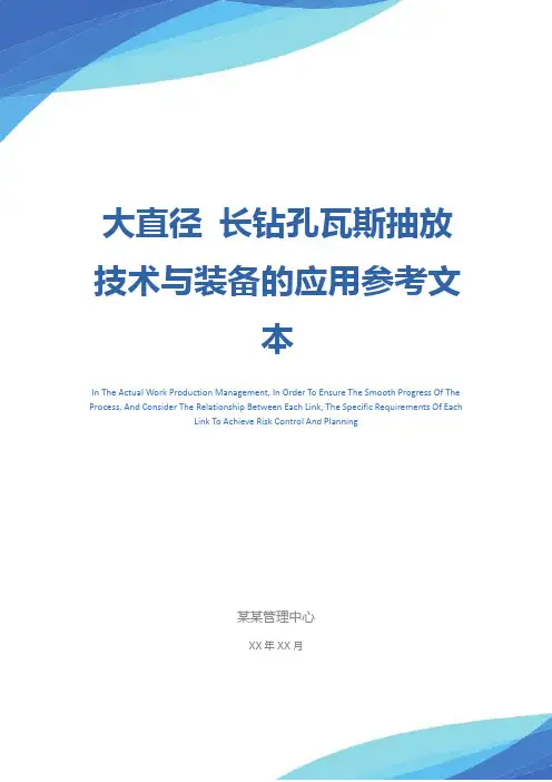大直径 长钻孔瓦斯抽放技术与装备的应用参考文本