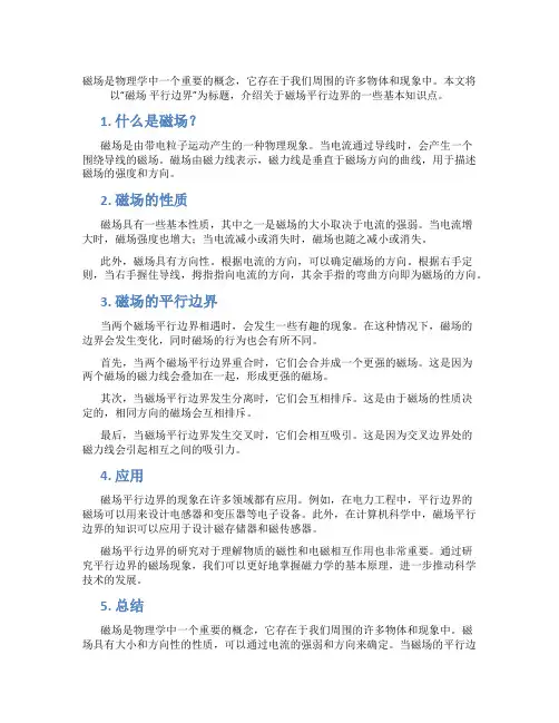 磁场 平行边界知识点