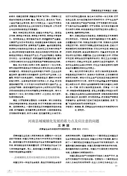 河南县域城镇化发展的着力点及应注意的问题