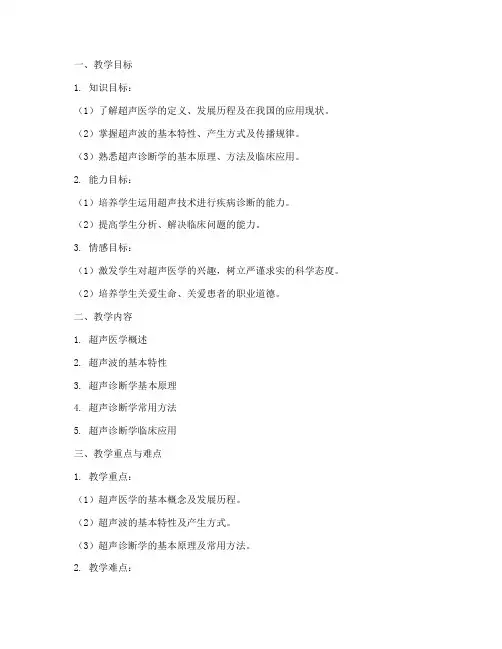 超声医学教案模板范文