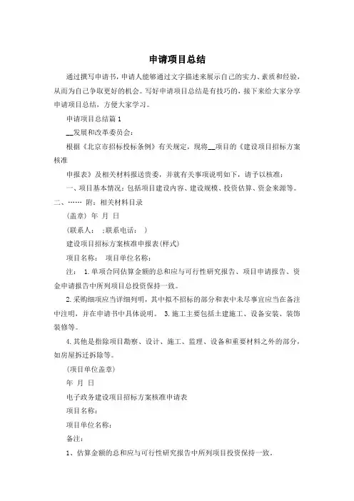 申请项目总结