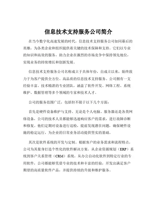 信息技术支持服务公司简介