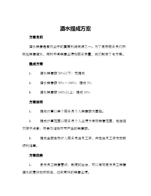 酒水提成方案