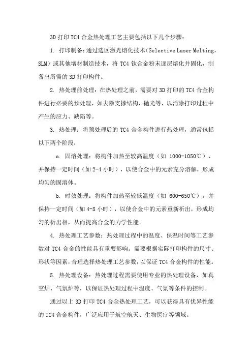 3d打印tc4合金热处理工艺