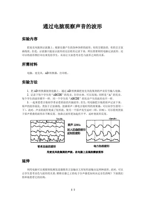 通过电脑观察声音的波形