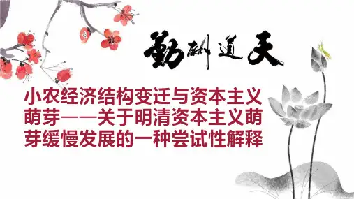 小农经济结构变迁与资本主义萌芽关于明清资本主义萌芽缓慢发展的一种尝试性解释
