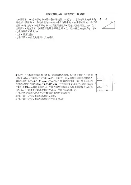 专项训练高考物理二轮专题精炼 第一篇专题三 电学计算题巧练