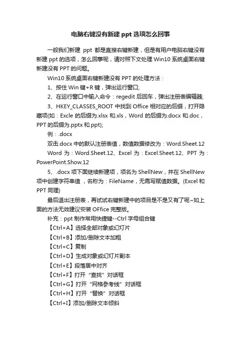 电脑右键没有新建ppt选项怎么回事