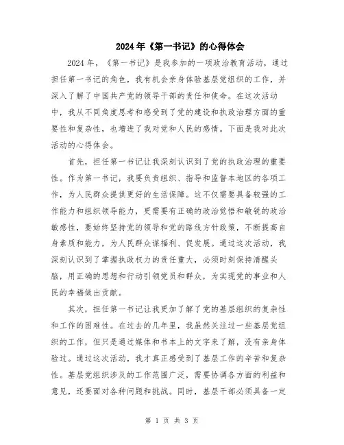 2024年《第一书记》的心得体会