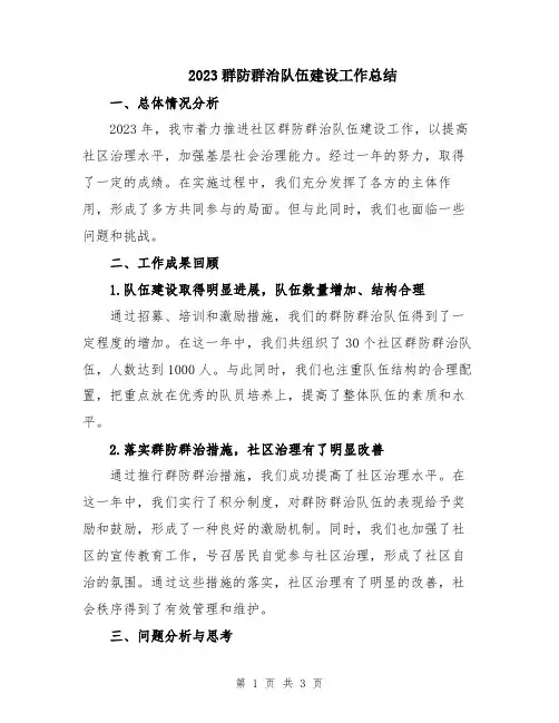2023群防群治队伍建设工作总结
