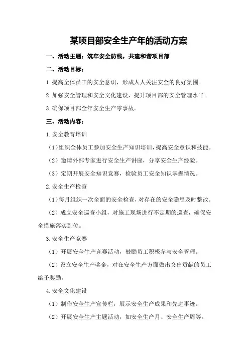 某项目部安全生产年的活动方案