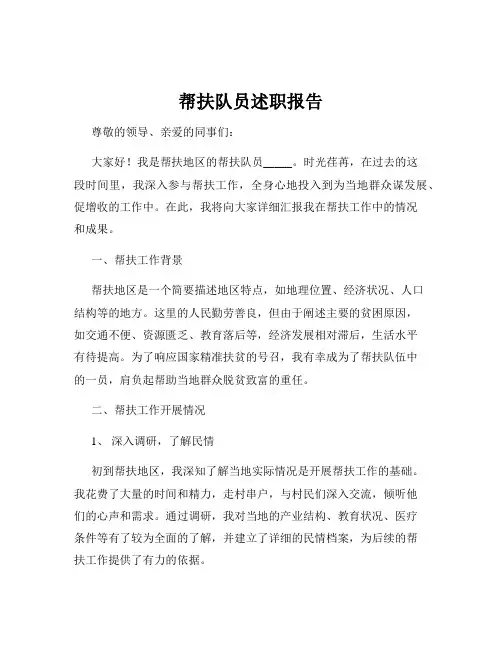 帮扶队员述职报告