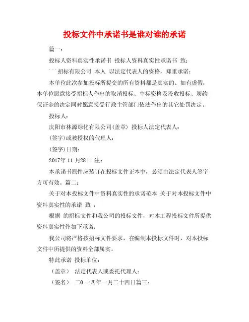 投标文件中承诺书是谁对谁的承诺