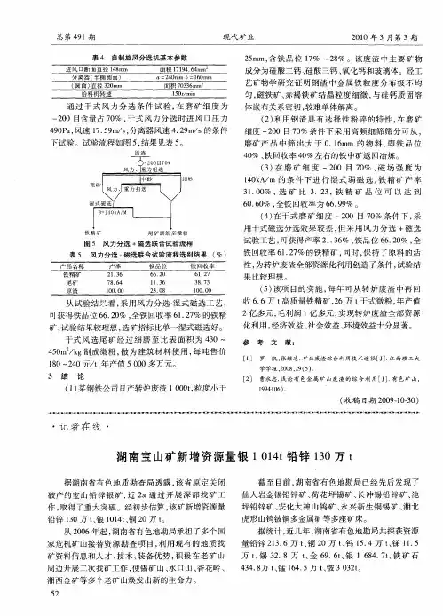 湖南宝山矿新增资源量银1014t铅锌130万t