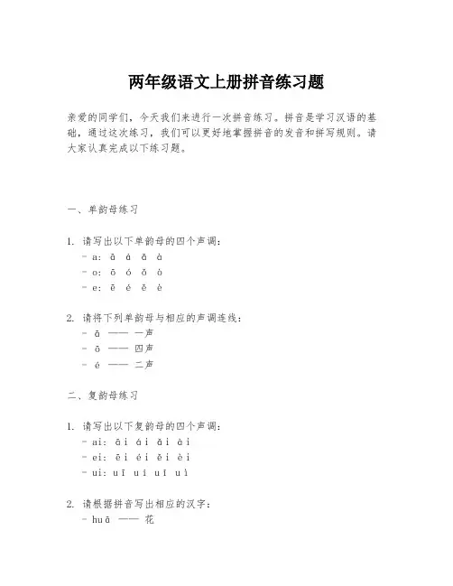 两年级语文上册拼音练习题