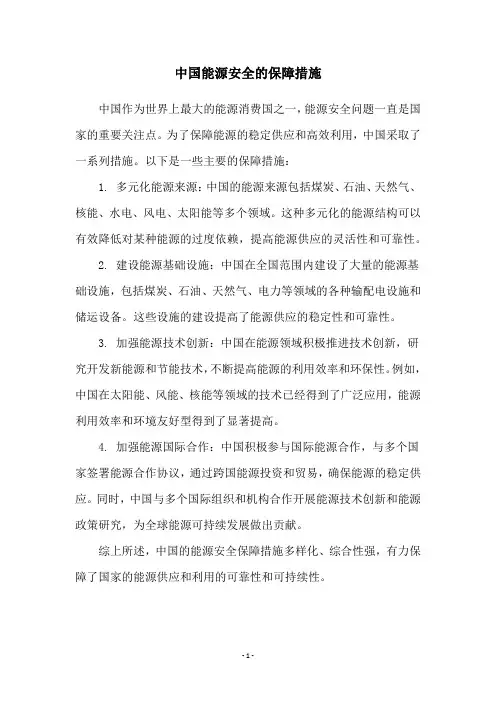 中国能源安全的保障措施