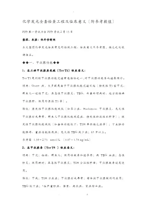 化学发光全套检查项目及临床意义