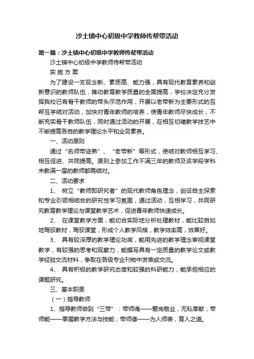 沙土镇中心初级中学教师传帮带活动