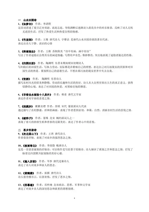 2011语文诗歌鉴赏