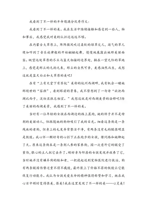 我看到了不一样的半命题满分优秀作文