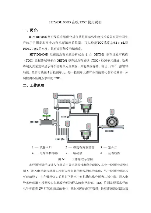 HTY-DI1000D在线TOC使用说明简介工作原理-泰林生物