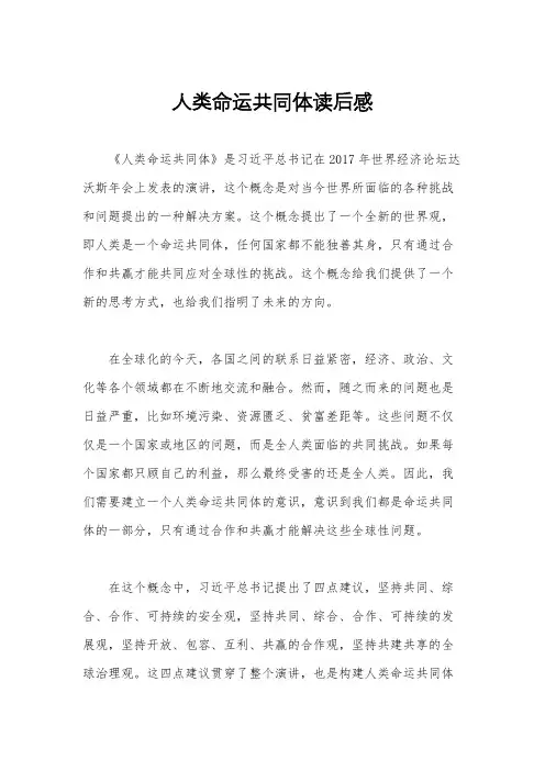 人类命运共同体读后感
