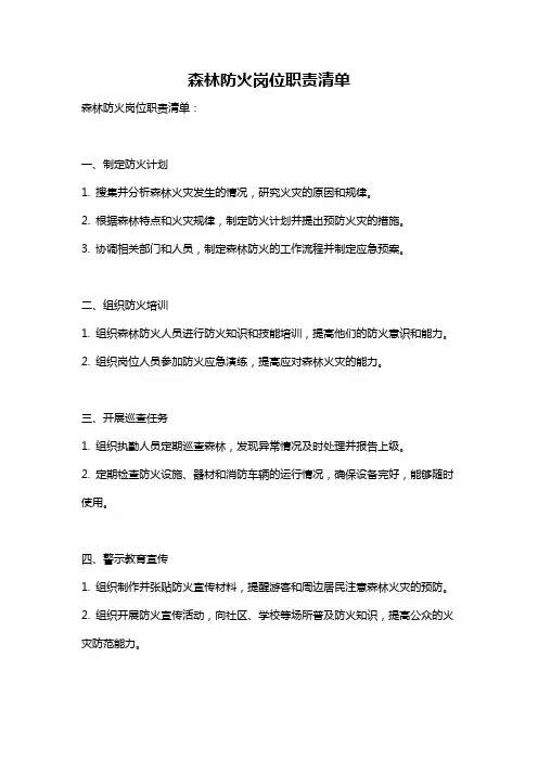 森林防火岗位职责清单