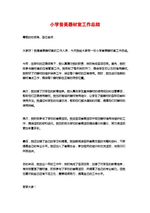小学音美器材室工作总结
