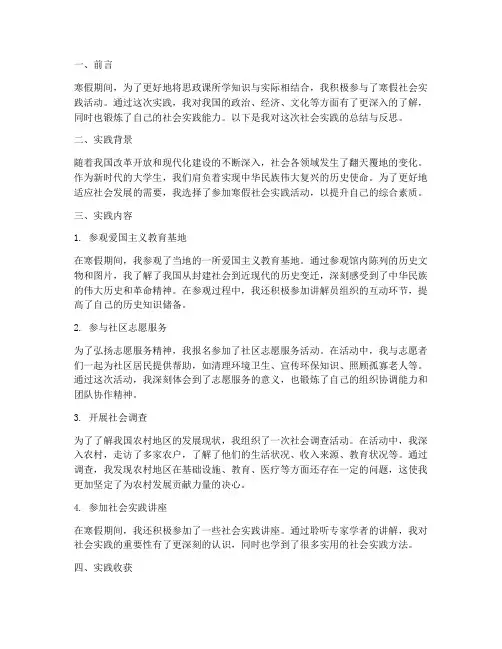 思政课寒假社会实践报告