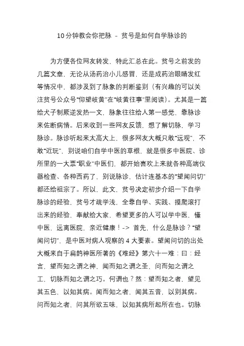 10分钟教会你把脉-贫号是如何自学脉诊的