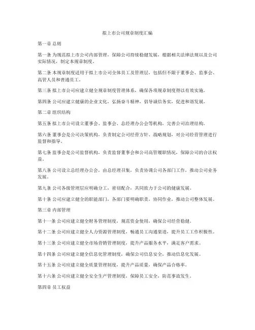 拟上市公司规章制度汇编