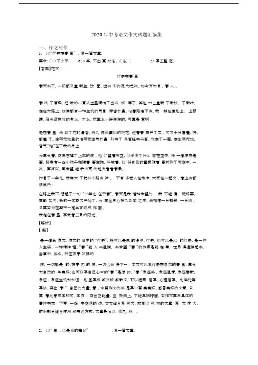2020年中考语文作文试题汇编集.docx