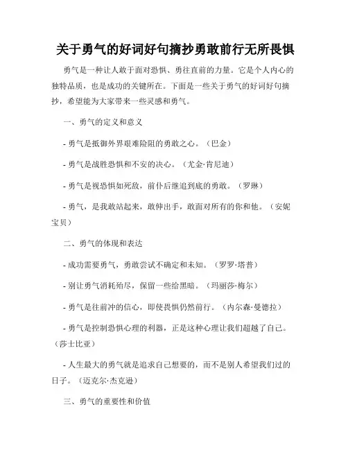  关于勇气的好词好句摘抄勇敢前行无所畏惧