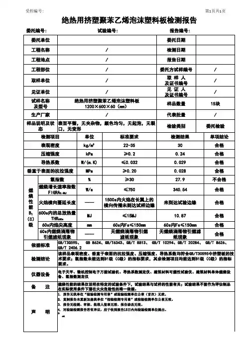 挤塑板检测报告模板