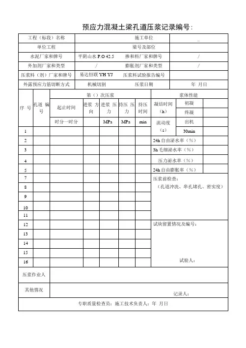压浆过程记录表