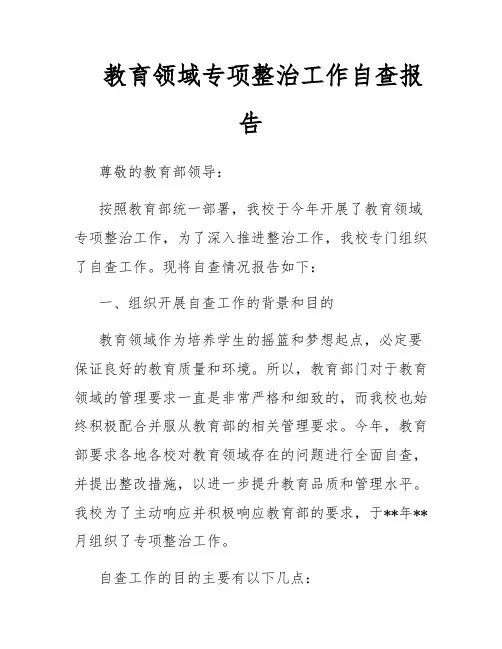 教育领域专项整治工作自查报告