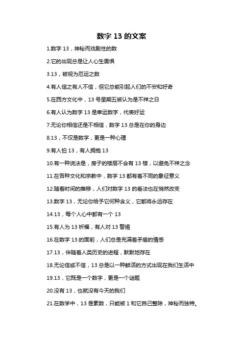 数字13的文案-概述说明以及解释