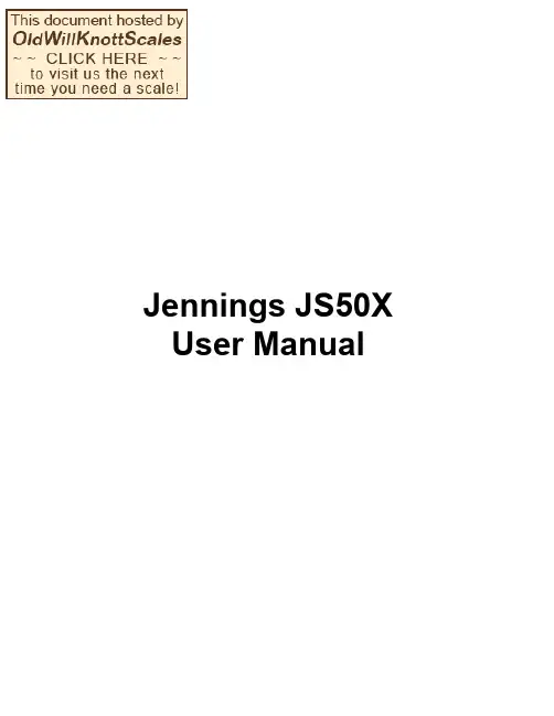 Jennings JS-50X电子秤用户手册说明书