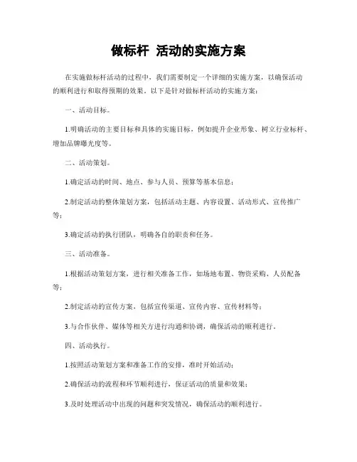 做标杆 活动的实施方案