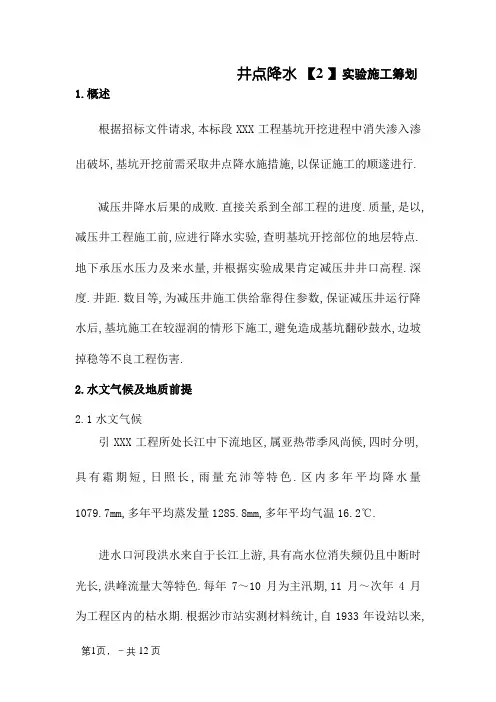 井点降水试验方案