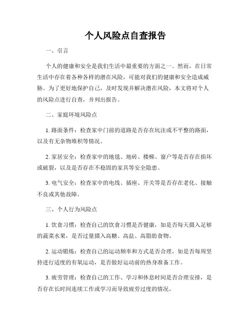 个人风险点自查报告