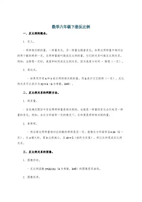 数学六年级下册反比例