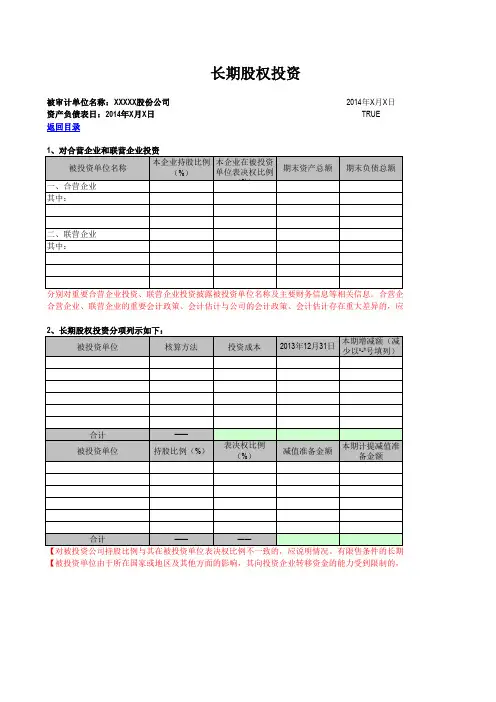 合并财务报表试算平衡表及附注(IPO)-长期股权投资