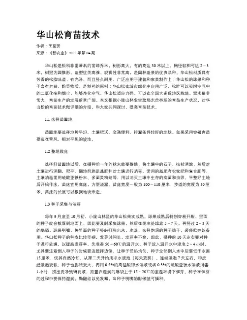 华山松育苗技术