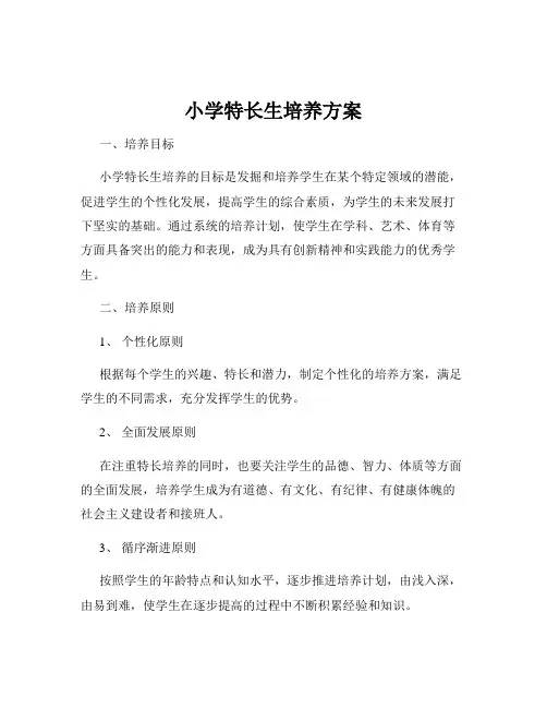 小学特长生培养方案
